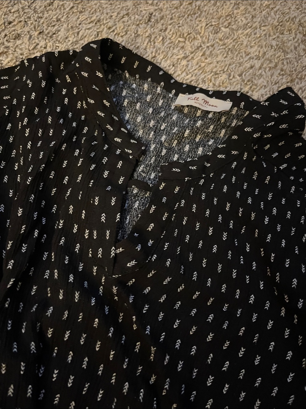 Black Short-Sleeve Polka Dot Tie-Waist Blouse - Picture 5 of 6